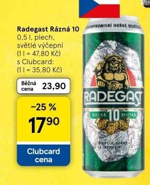 Pivo světlé výčepní Rázná 10° Radegast