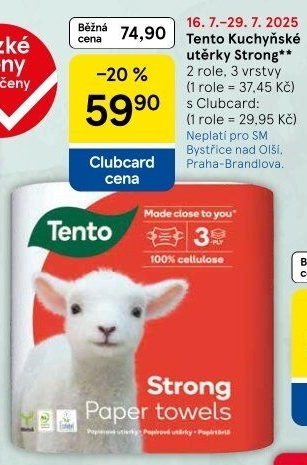 Utěrky kuchyňské 3vrstvé Strong Tento