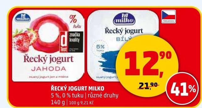 Ochucený jogurt řecký 0% Milko