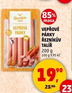 Párky vepřové Řezníkův talíř