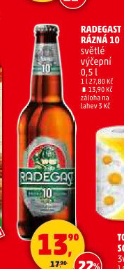 Pivo světlé výčepní Rázná 10° Radegast