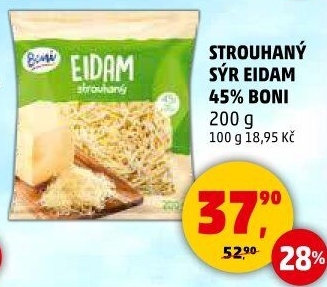 Sýr Eidam 45% strouhaný Boni