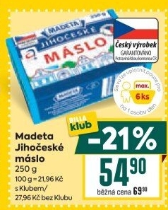 Máslo Jihočeské Madeta