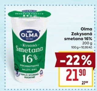 Smetana zakysaná Olma 16%