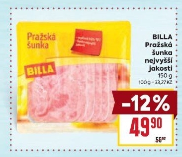 Šunka pražská nejvyšší jakosti Billa