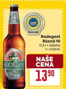 Pivo světlé výčepní Rázná 10° Radegast