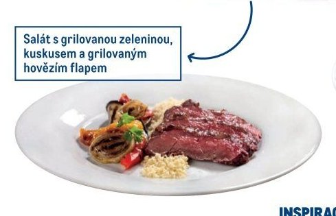 Salát s grilovanou zeleninou, kuskusem a grilovaným hovězím flapem - Makro akcniletaky.com