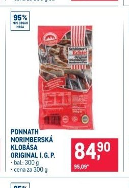 PONNATH NORIMBERSKÁ KLOBÁSA ORIGINAL I.G.P.
