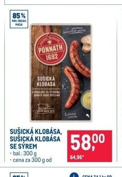 SUŠICKÁ KLOBÁSA, SUŠICKÁ KLOBÁSA SE SÝREM