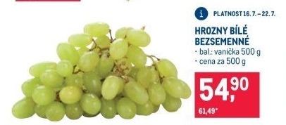 Hrozny bílé bezsemenné