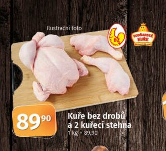 Kuře bez drobů a 2 kuřecí stehna