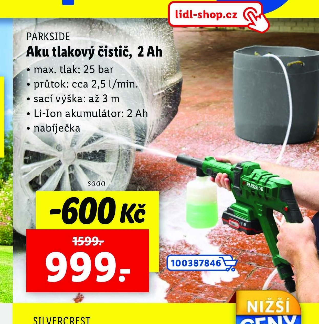 Parkside Aku tlakový čistič, 2 Ah