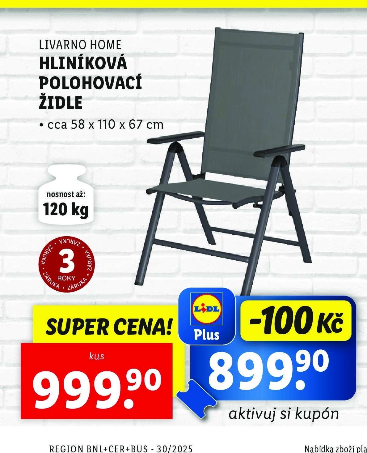 LIVARNO HOME HLINÍKOVÁ POLOHOVACÍ ŽIDLE