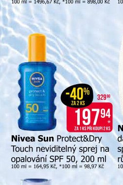 Nivea Sun Protect&Dry Touch neviditelný sprej na opalování SPF 50, 200 ml