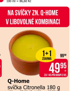 Svíčka Citronela Q Home