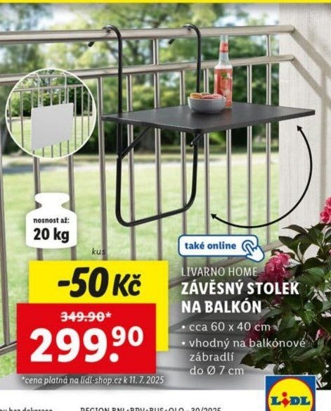 LIVARNO HOME ZÁVĚSNÝ STOLEK NA BALKÓN