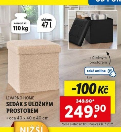 LIVARNO HOME SEDÁK S ÚLOŽNÝM PROSTOREM