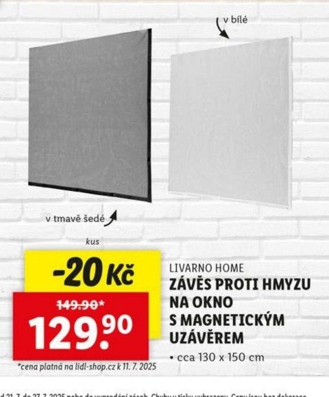 LIVARNO HOME ZÁVĚS PROTI HMYZU NA OKNO S MAGNETICKÝM UZÁVĚREM