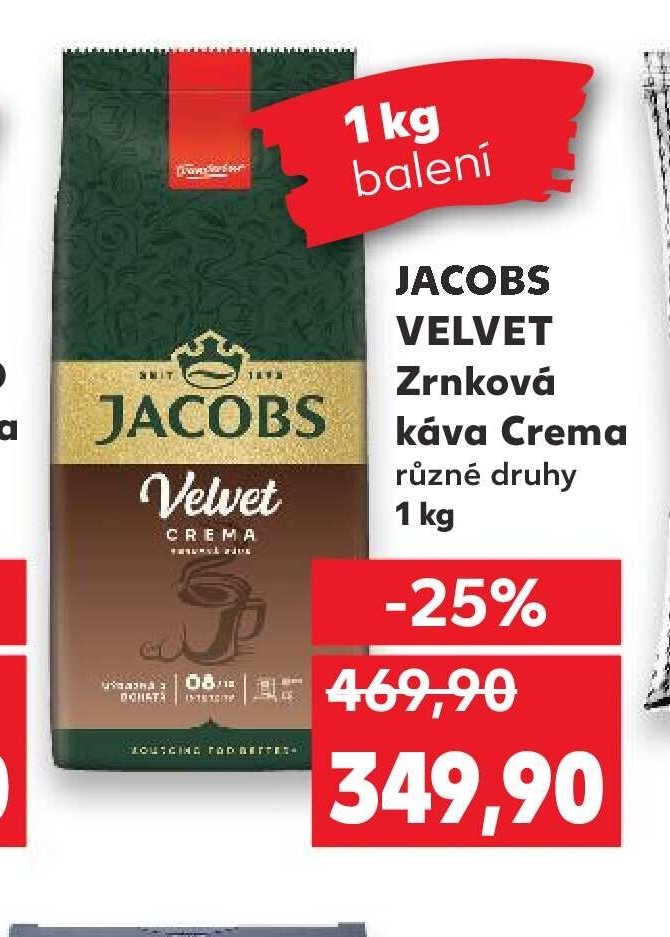 JACOBS VELVET Zrnková káva Crema