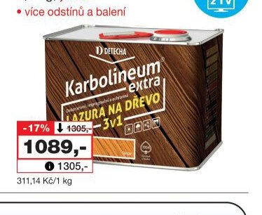 Karbolineum EXTRA 3v1 multifunkční lazura na dřevo