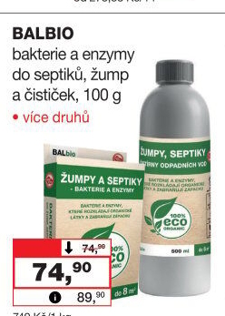 Přípravek Bakterie do žump a septiků BALbio