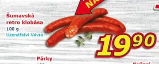 Klobása šumavská retro Uzenářství Vávra