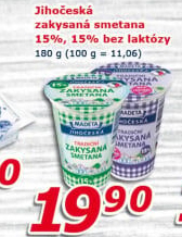 Zakysaná smetana bez laktózy Jihočeská Madeta 15%