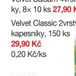 Velvet Classic 2vrstvé papírové kapesníčky