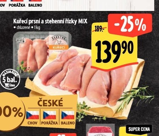 Kuřecí prsní a stehenní řízky MIX