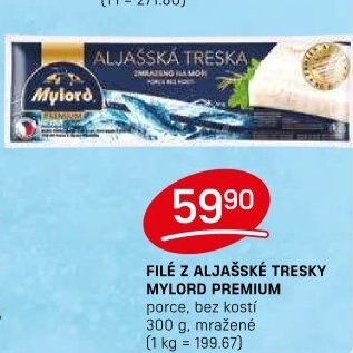 Aljašská treska filé bez kosti mražené Premium Mylord