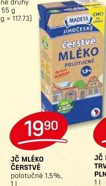 Mléko čerstvé lahodné Jihočeské Madeta - 1,5% polotučné