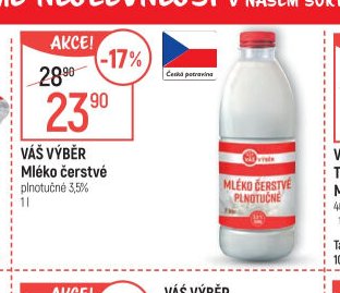 Váš Výběr Mléko čerstvé plnotučné 3,5% 1 l