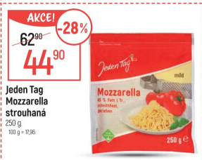 Sýr Mozzarella strouhaná Jeden Tag