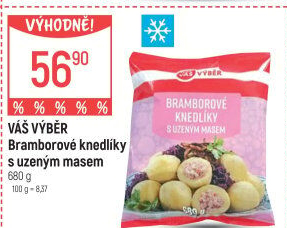 Bramborové knedlíky s uzeným masem mražené Váš Výběr