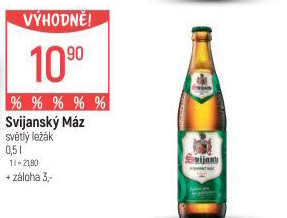 Pivo světlý ležák 11° Svijanský Máz Svijany