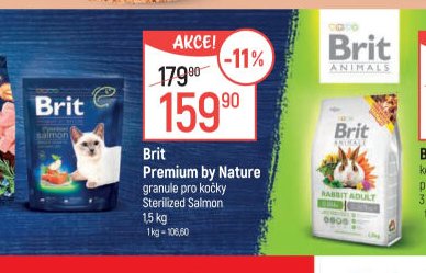 Brit Premium by Nature granule pro kočky Sterilized Salmon 1,5 kg