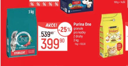 Purina One granule pro kočky 2 druhy 3 kg