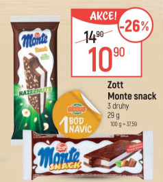 Dezert mléčný Monte Snack Zott