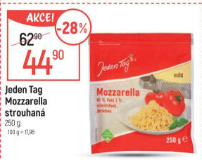 Sýr Mozzarella strouhaná Jeden Tag