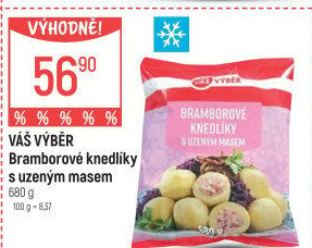 Bramborové knedlíky s uzeným masem mražené Váš Výběr