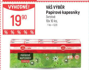 Papírové kapesníčky 3vrstvé Váš Výběr