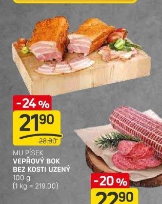 MU PÍSEK VEPŘOVÝ BOK BEZ KOSTI UZENÝ 100 g
