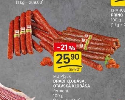 MU PÍSEK DRAČÍ KLOBÁSA, OTAVSKÁ KLOBÁSA 100 g