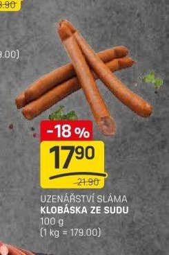UZENÁŘSTVÍ SLÁMA KLOBÁSA ZE SUDU 100 g