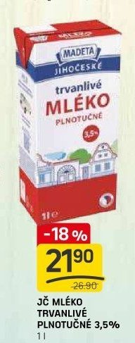 JČ mléko trvanlivé plnotučné 3,5% 1 l