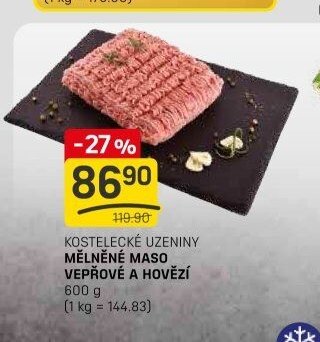 Kostelecké uzeniny mleté maso vepřové a hovězí