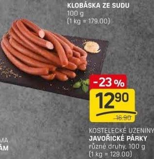 Párky javořické Kostelecké uzeniny