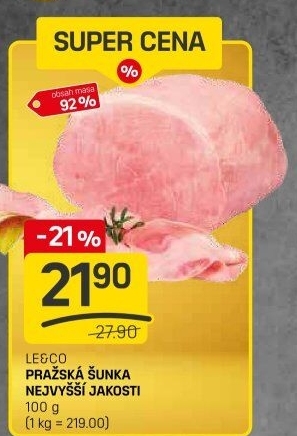 Šunka pražská nejvyšší jakosti LE&