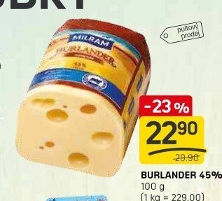 Sýr Burlander 45% Milram