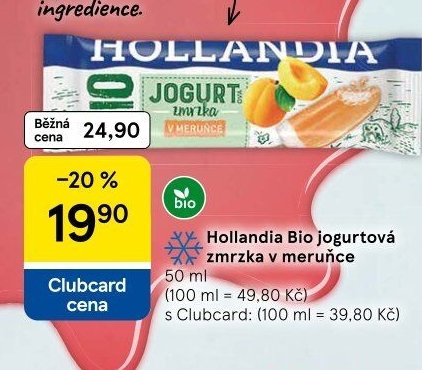 Hollandia Bio jogurtová zmrzka v meruňce